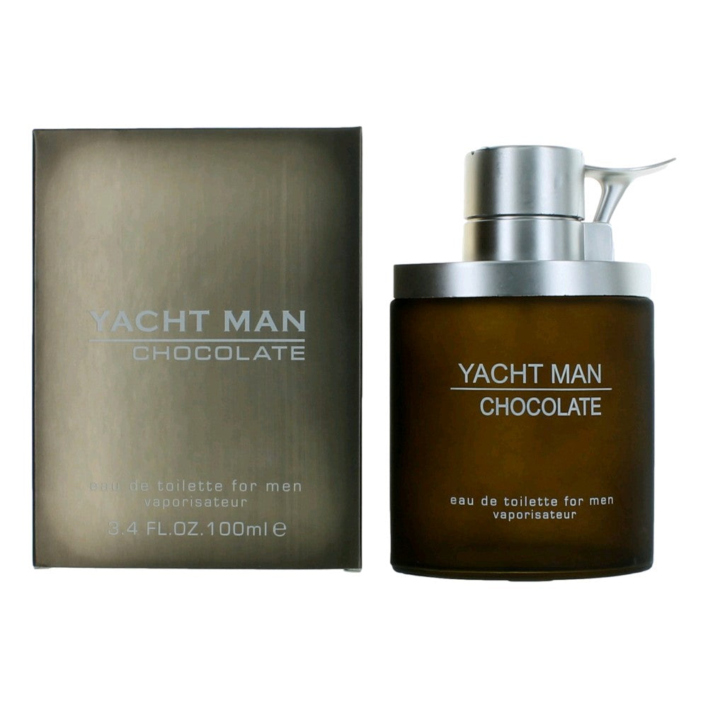 Bottle of Yacht Man Chocolate by Myrurgia, 3.4 oz Eau De Toilette Spray for Men